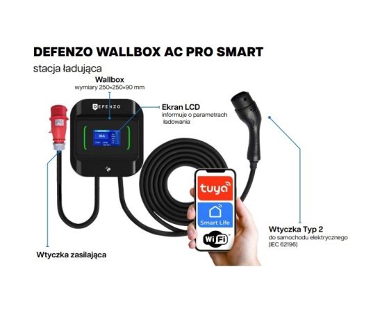 DEFENZO WALLBOX PRO AC22 SMART ELECTRIC CAR CHARGER Elektro Auto lādēšanas piederumi