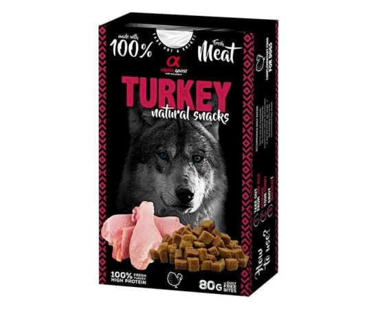ALPHA SPIRIT Turkey natural snacks - treat for dogs - 80g Kaķu sausā barība