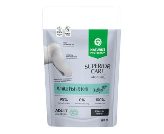 Nature's Protection SUPERIOR CARE White Grain Free Adult White Fish&Krill 85g Suņu barība