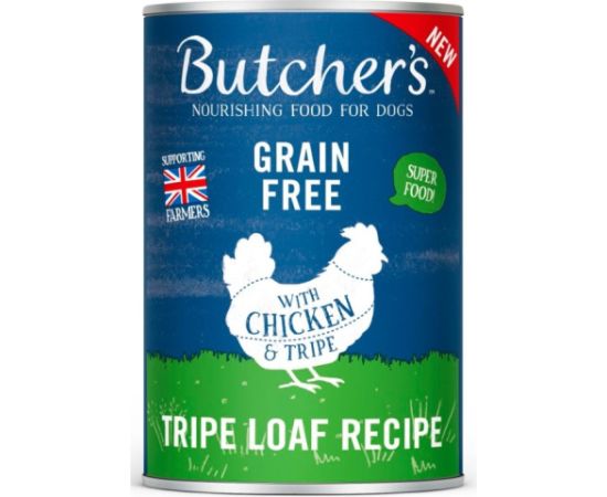 BUTCHER'S Original Tripe Chicken and Rumen Pate - wet dog food - 400g Suņu barība