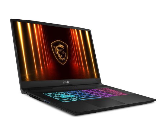 Notebook MSI Katana 17 HX B14WGK CPU Intel® CoreT i7 i7-14650HX 17.3 " 1920 x 1080 pixels RAM 16 GB DDR5-SDRAM SSD 1000 GB Discrete graphics NVIDIA GeForce RTX 5070 8 GB On-board graphics Yes Numeric keypad Yes OS installed Windows 11 Home Colour Black We Ноутбуки