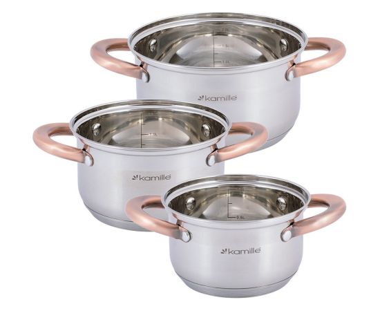 Набор кастрюль 3 шт. (1.0L, 1.5L, 2.0L), 4936, Kamille Katli