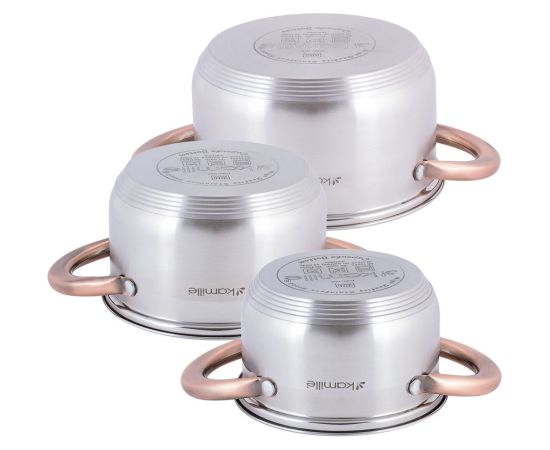 Набор кастрюль 3 шт. (1.0L, 1.5L, 2.0L), 4936, Kamille Katli