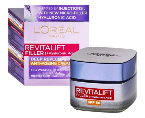 L'oreal Paris L´Oréal Paris Revitalift Filler Hyaluronic Acid Anti-Wrinkle Крем Для Лица SPF 50 50 ml Зеркала и массажные устройства