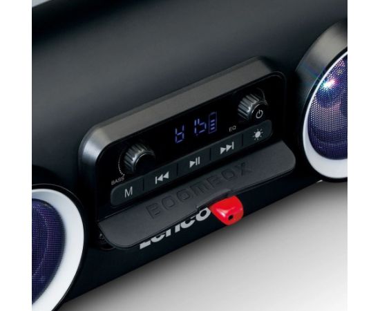 Splash proof bluetooth speaker FM radio USB and SD with light effects Lenco, black Bezvadu skaļruņi
