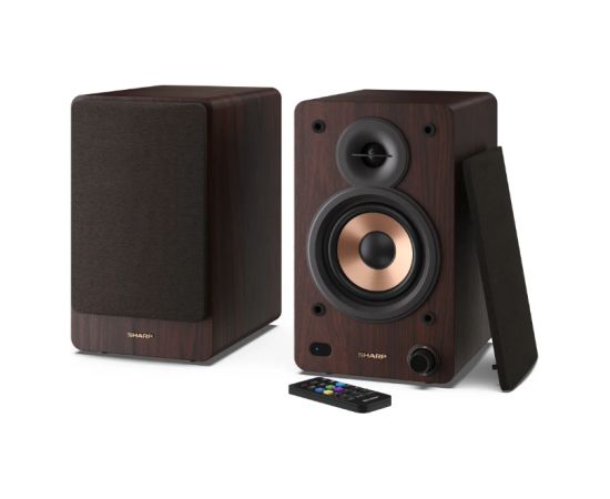 Sharp CP-SS30 Bookshelf Speakers, Brown Sharp Speakers CP-SS30(BR) Bookshelf 60 W Bluetooth Brown Wireless connection Bezvadu skaļruņi