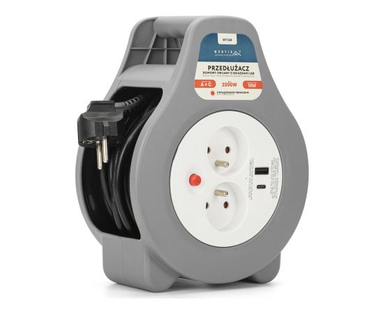 Montis Przedłużacz domowy zwijany z USB 10m MT188 2 AC outlet(s) Strāvas pagarinātāji