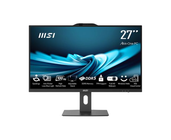 MSI AIO PRO AP272P 14M-886XEU i7-14700 27" IPS LED FHD Non-Touch Anti-Glare 16GB SSD 1TB M.2 AX211 WiFi 6E No OS Black All In One Datori (AIO)