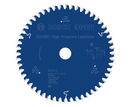 Griešanas disks kokam Bosch 2608901875; 168x20x1,2 mm Zāģripas