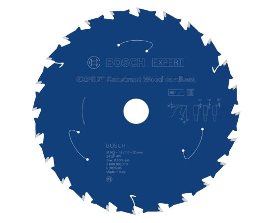Griešanas disks kokam Bosch 2608902210; 165x20x1,0 mm; Z24 Zāģripas