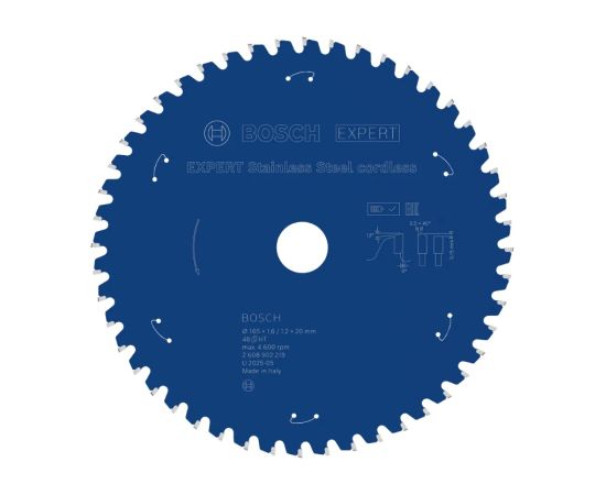 Griešanas disks metālam Bosch 2608902219; 165x20x1,2 mm; Z48; 12° Zāģripas