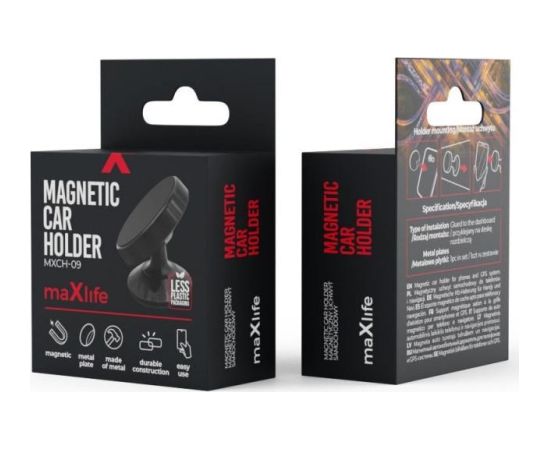 Maxpower Car holder MXCH-09 magnetic black glued by Maxlife Black glued by Maxlife Telefonu Turētāji Auto Velo Moto