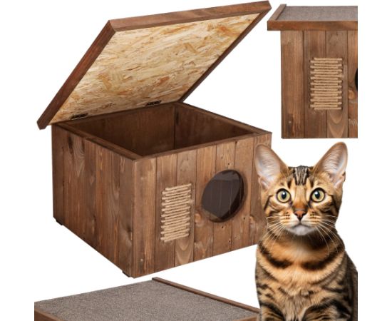 Домик для кошки Springos CH001 коричневый 58x49,5 см Кошачьи домики