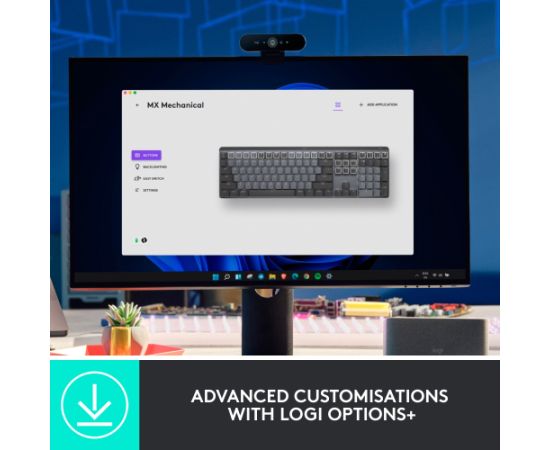 Logitech MX Mechanical (light gray/dark gray, DE layout, tactile switches, Logi Bolt, Bluetooth) Klaviatūras