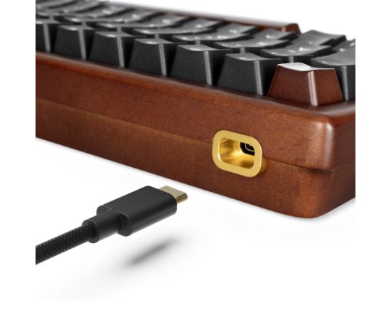 Sharkoon SKILLER SGK50 S2 Wood PBT (wood/black, ES layout, Gateron G Pro 3.0 Yellow) Klaviatūras