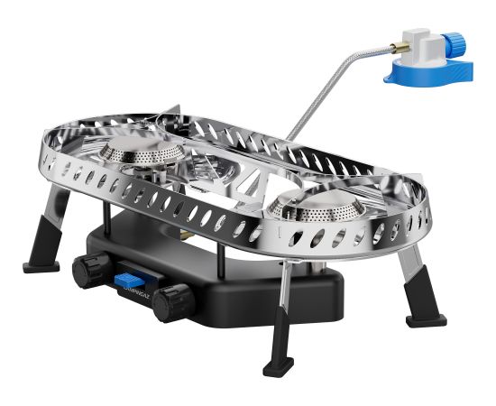 Campingaz Camp & Trek Twin Connect camping stove (silver/black, 2 hobs 2x 2 kW, for CV470 Plus) Jaunumi - Sports