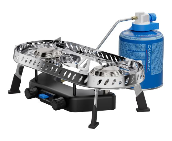 Campingaz Camp & Trek Twin Connect camping stove (silver/black, 2 hobs 2x 2 kW, for CV470 Plus) Jaunumi - Sports