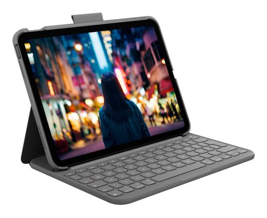 Logitech Slim Folio (black, DE layout, scissor mechanism, for iPad 10th generation) Klaviatūras