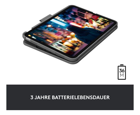 Logitech Slim Folio (black, DE layout, scissor mechanism, for iPad 10th generation) Klaviatūras