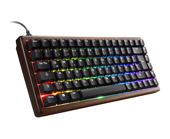 Sharkoon SKILLER SGK50 S3 Wood PBT (wood/black, DE layout, Gateron G Pro 3.0 Yellow) Klaviatūras