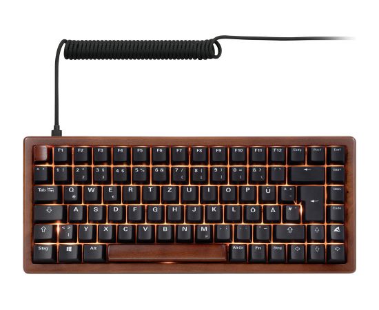 Sharkoon SKILLER SGK50 S3 Wood PBT (wood/black, DE layout, Gateron G Pro 3.0 Yellow) Klaviatūras