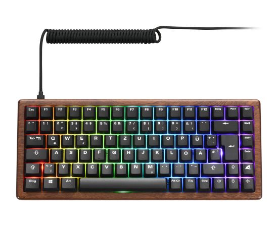 Sharkoon SKILLER SGK50 S3 Wood PBT (wood/black, DE layout, Gateron G Pro 3.0 Yellow) Klaviatūras