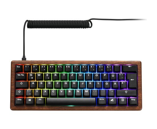 Sharkoon SKILLER SGK50 S4 Gen2 Wood PBT (wood/black, DE layout, Gateron G Pro 3.0 Yellow) Klaviatūras