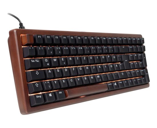 Sharkoon SKILLER SGK50 S2 Wood PBT (wood/black, DE layout, Gateron G Pro 3.0 Yellow) Klaviatūras