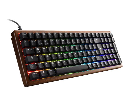 Sharkoon SKILLER SGK50 S2 Wood PBT (wood/black, DE layout, Gateron G Pro 3.0 Yellow) Klaviatūras