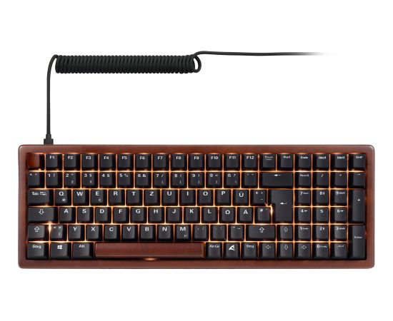 Sharkoon SKILLER SGK50 S2 Wood PBT (wood/black, DE layout, Gateron G Pro 3.0 Yellow) Klaviatūras