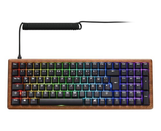 Sharkoon SKILLER SGK50 S2 Wood PBT (wood/black, DE layout, Gateron G Pro 3.0 Yellow) Klaviatūras