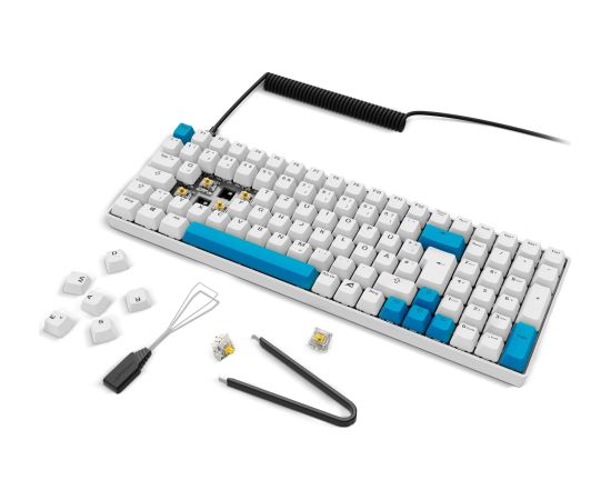 Sharkoon SKILLER SGK50 S2 PBT (white, DE layout, Gateron G Pro 3.0 Yellow) Klaviatūras