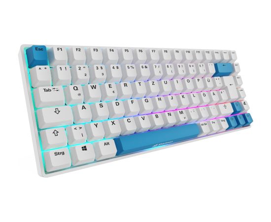 Sharkoon SKILLER SGK50 S3 PBT (white/light blue, DE layout, Gateron G Pro 3.0 Yellow) Klaviatūras