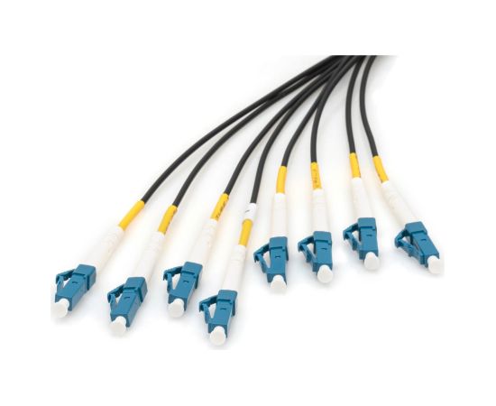 Digitus fiber optic universal breakout cable, duplex, LC/UPC connector, single mode OS2 (black, 100 meters, pre-assembled) Tīkla vadi