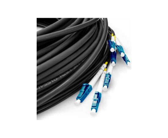 Digitus fiber optic universal breakout cable, duplex, LC/UPC connector, single mode OS2 (black, 100 meters, pre-assembled) Tīkla vadi