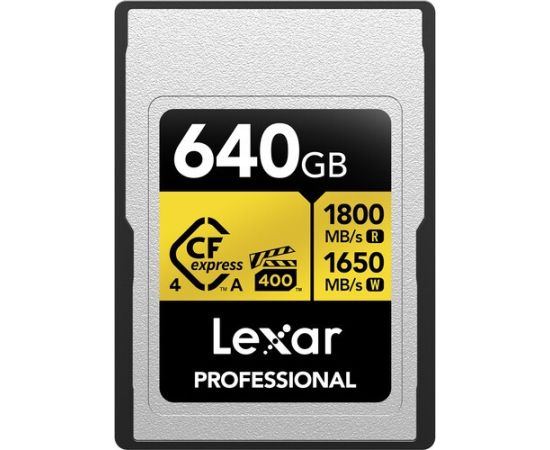 Lexar Atmiņas karte 640GB Professional GOLD CFexpress 4.0 Type A Atmiņas kartes micro SD SDHC