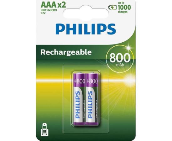 Philips, AAA, 2pcs - Rechargeable batteries Baterijas un akumulatori