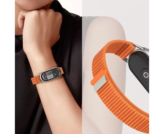 Tech-Protect watch strap Nylon Stripe Xiaomi Smart Band 8/9/10, orange/grey Jaunumi - Viedierices