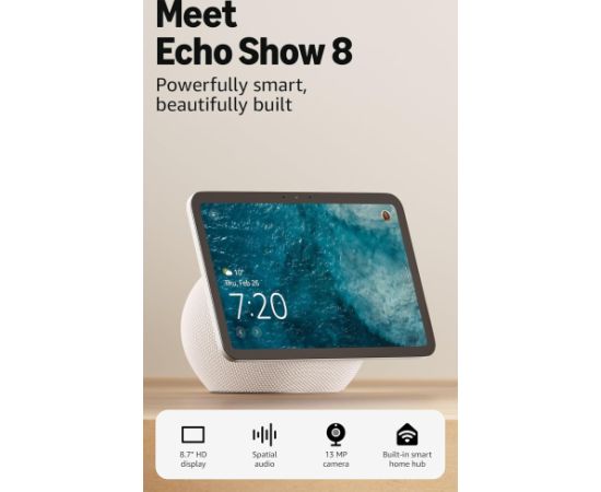 Amazon Echo Show 8 (4th Gen), glacier white Viedie Sensori