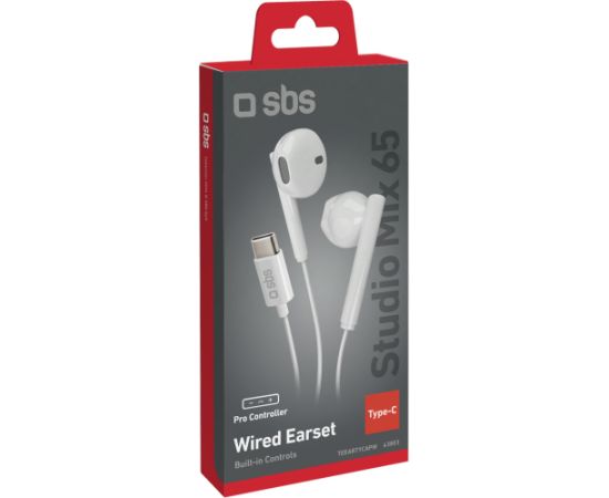 SBS earphones Studio Mix 65c USB-C, white Aудио-видео