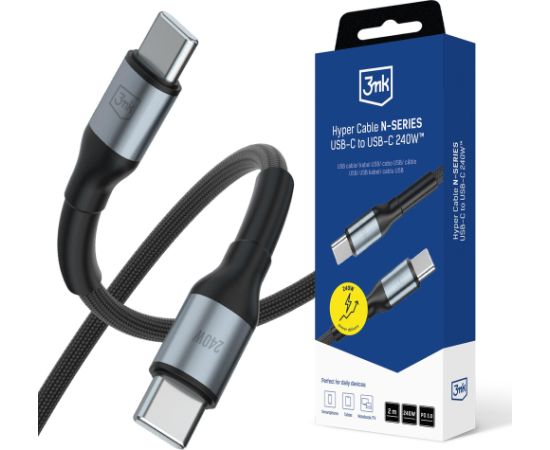 3mk Hyper Cable N-SERIES USB-C | USB-C 2m 48V|5A 240W | черный Дата USB-кабели