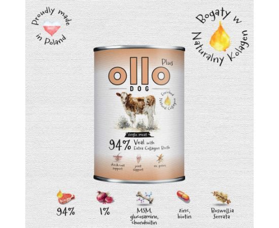 Ollo Plus Kolagen Cielęcina 400g puszka dla psa Suņu barība
