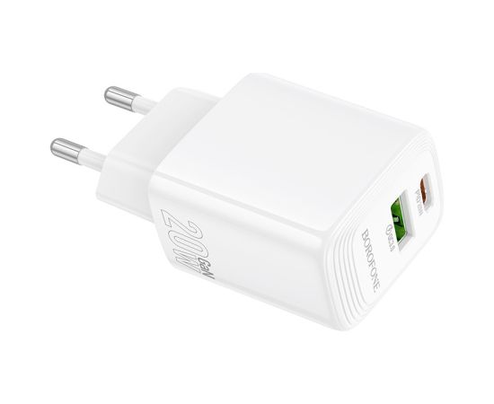 Charger Borofone BN27 20W USB-C/USB-A white Telefonu lādētāji 220v
