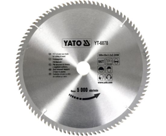 Griešanas disks kokam Yato YT-6078; 300x30 mm; Z96 Zāģripas