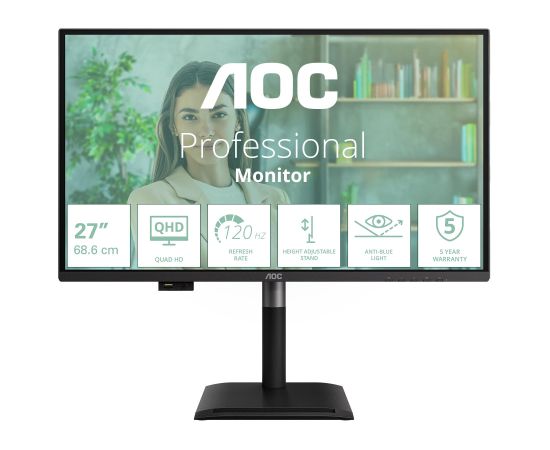LCD Monitor AOC 27 " 2560 x 1440 pixels Wide Quad HD Native aspect ratio 16:9 Flat Q27P4U LED / LCD мониторы