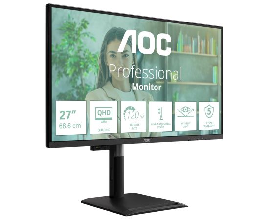LCD Monitor AOC 27 " 2560 x 1440 pixels Wide Quad HD Native aspect ratio 16:9 Flat Q27P4U LED / LCD мониторы