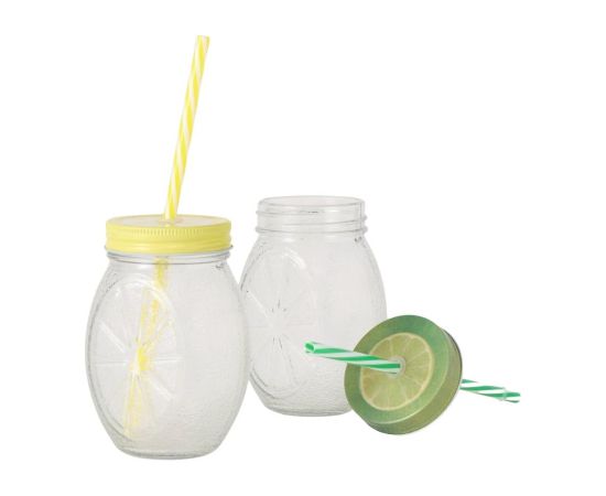 CITRUS SMŪTIJU BURCIŅA AR SALMIŅU 450ML 2.KRĀSAS DZELTENA/ZAĻA, STIKLS/METĀLS/PP, Boltze Стаканы и графины