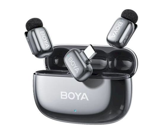 BOYA Mini 2-02 USB-C Wireless Microphone Set Bezvadu mikrofonu komplekts (2TX 1xRX) / 2.4GHz / 48kHz/24bit (Space Grey) Mikrofoni