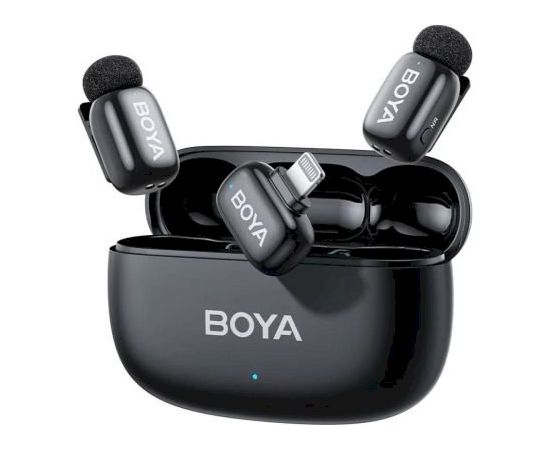 BOYA Mini 2-03 Lightning Wireless Microphone Set Bezvadu mikrofonu komplekts (2TX 1xRX) / 2.4GHz / 48kHz/24bit Mikrofoni