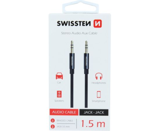 Swissten Textile Премиум AUX провод 3.5 mm -> 3.5 mm 1.5m Aудио-видео